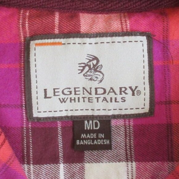 Legendary Whitetails Shacket Size Medium Pink Plaid Hooded Button-Up - Picture 10 of 10